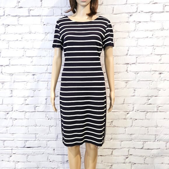 BANANA REPUBLIC, Navy and white short sleeve striped dress - Picture 4 of 15